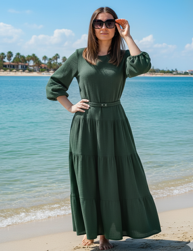 Long Dress Muslin with Elasticated Waist Sandra